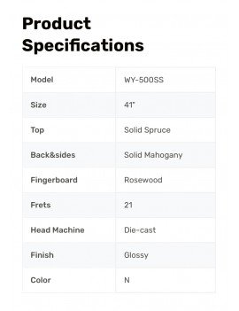 Guitare Auditorium WY-530SS - Tout Massif avec EQ TE-30A