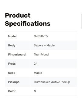 Basse Électrique 5 Cordes Conjointes (Manche Traversant) G-B50-T5