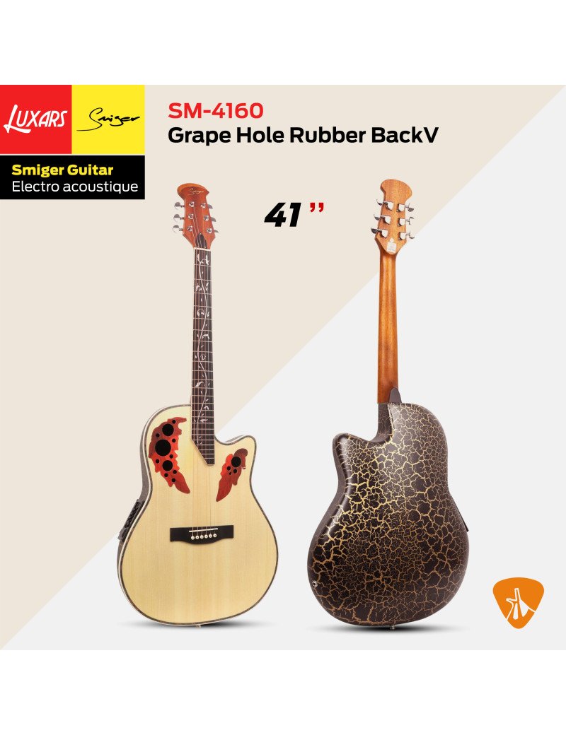 Smiger Guitare électro-acoustique SM-4160 → Couleur naturel verni de 41 pouces