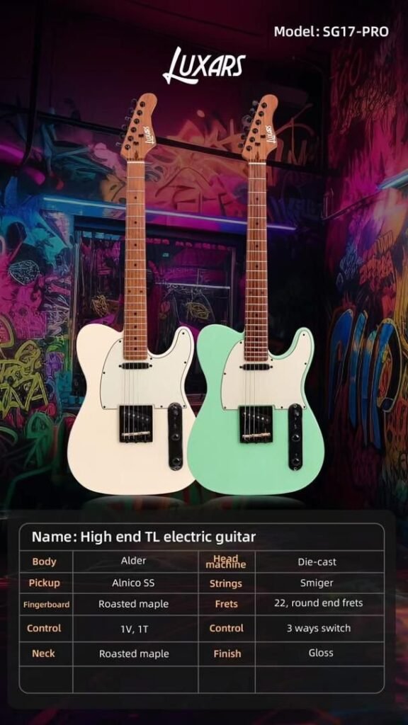 Guitare électrique Luxars — SG17 PRO - Couleur jaune moutarde