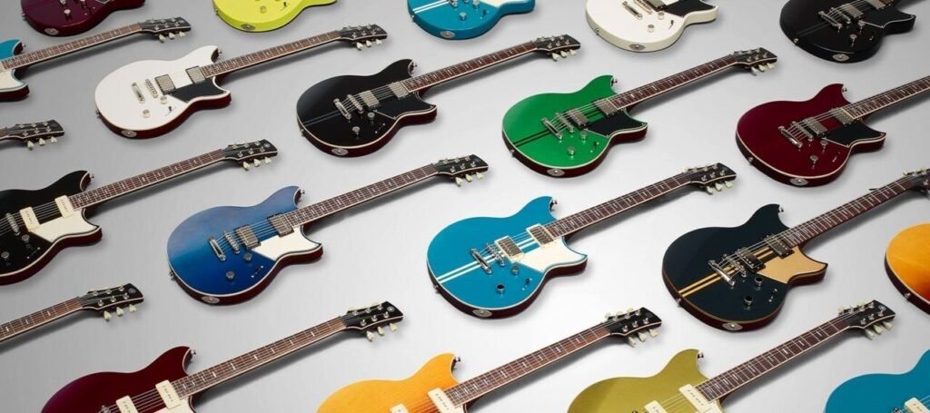 Guitares électriques de différentes couleurs et finitions