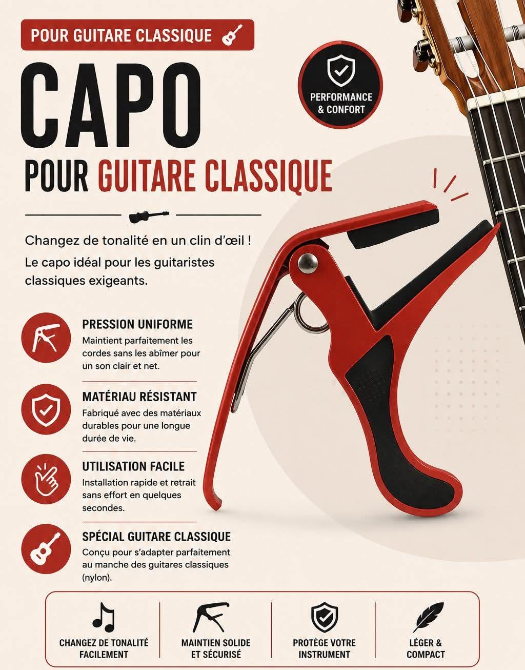Capodastre guitare toutes couleurs