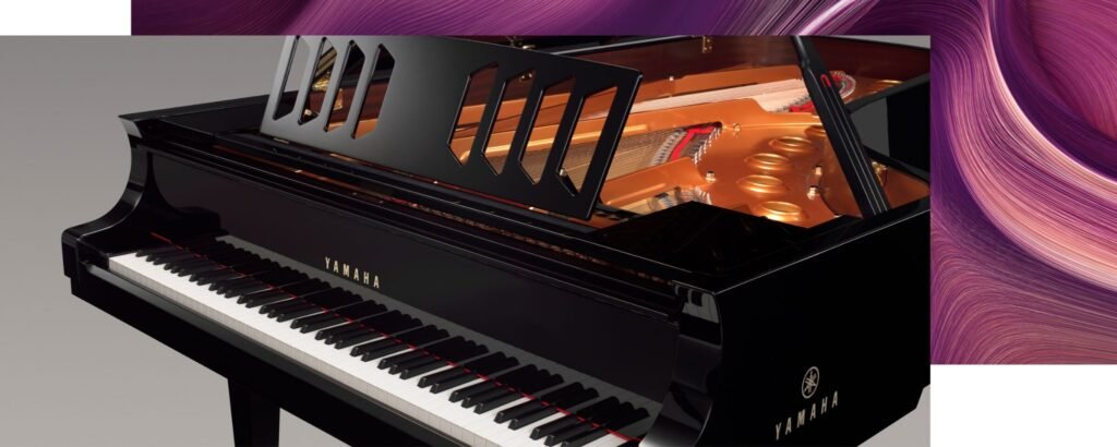Détail d’un piano à queue Yamaha — visuel Piano-Top fourni