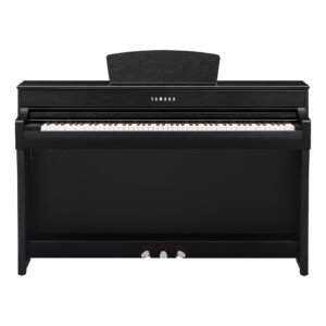 Yamaha Clavinova CLP-735B noir, vue de face avec pédalier
