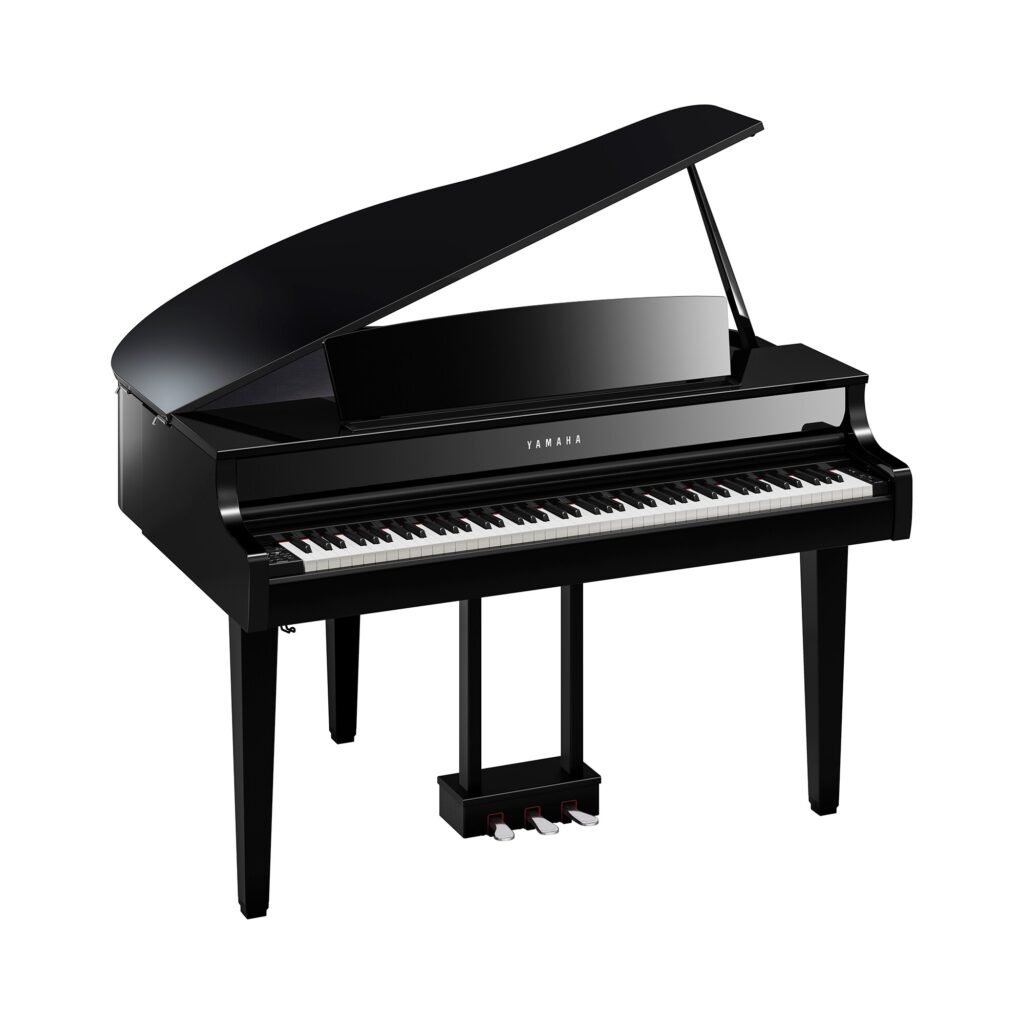 Yamaha Clavinova CLP-865GP noir brillant, vue de trois quarts