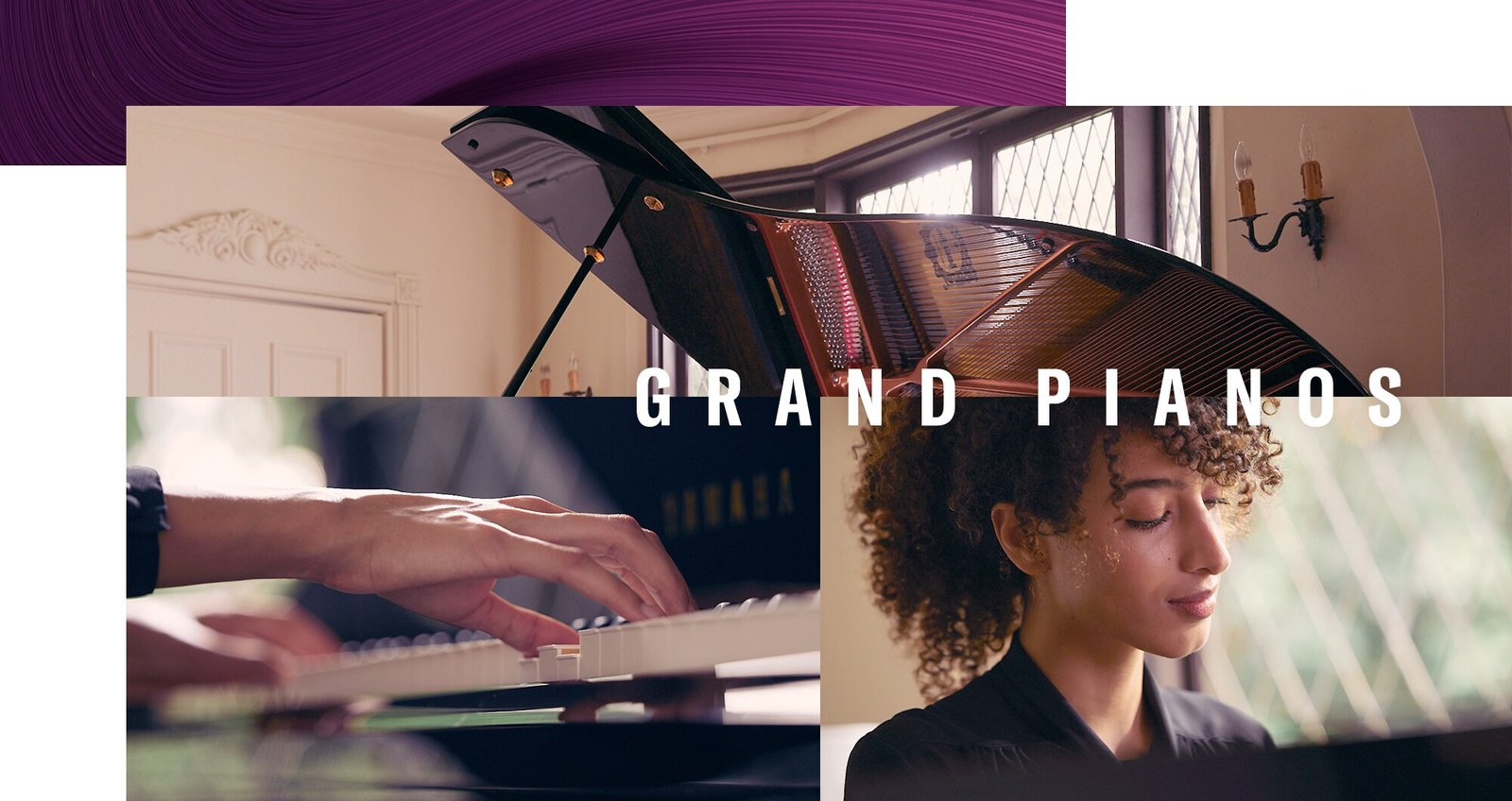 Univers des pianos à queue Yamaha dans un espace de concert