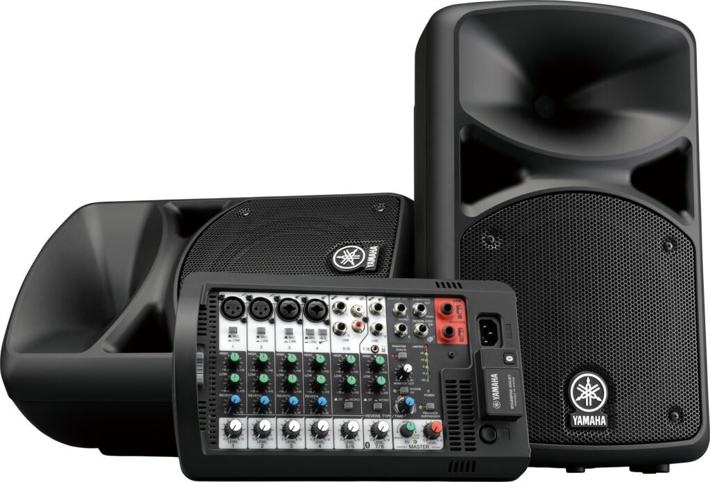 Sonorisation Yamaha STAGEPAS 400BT : deux enceintes et table de mixage