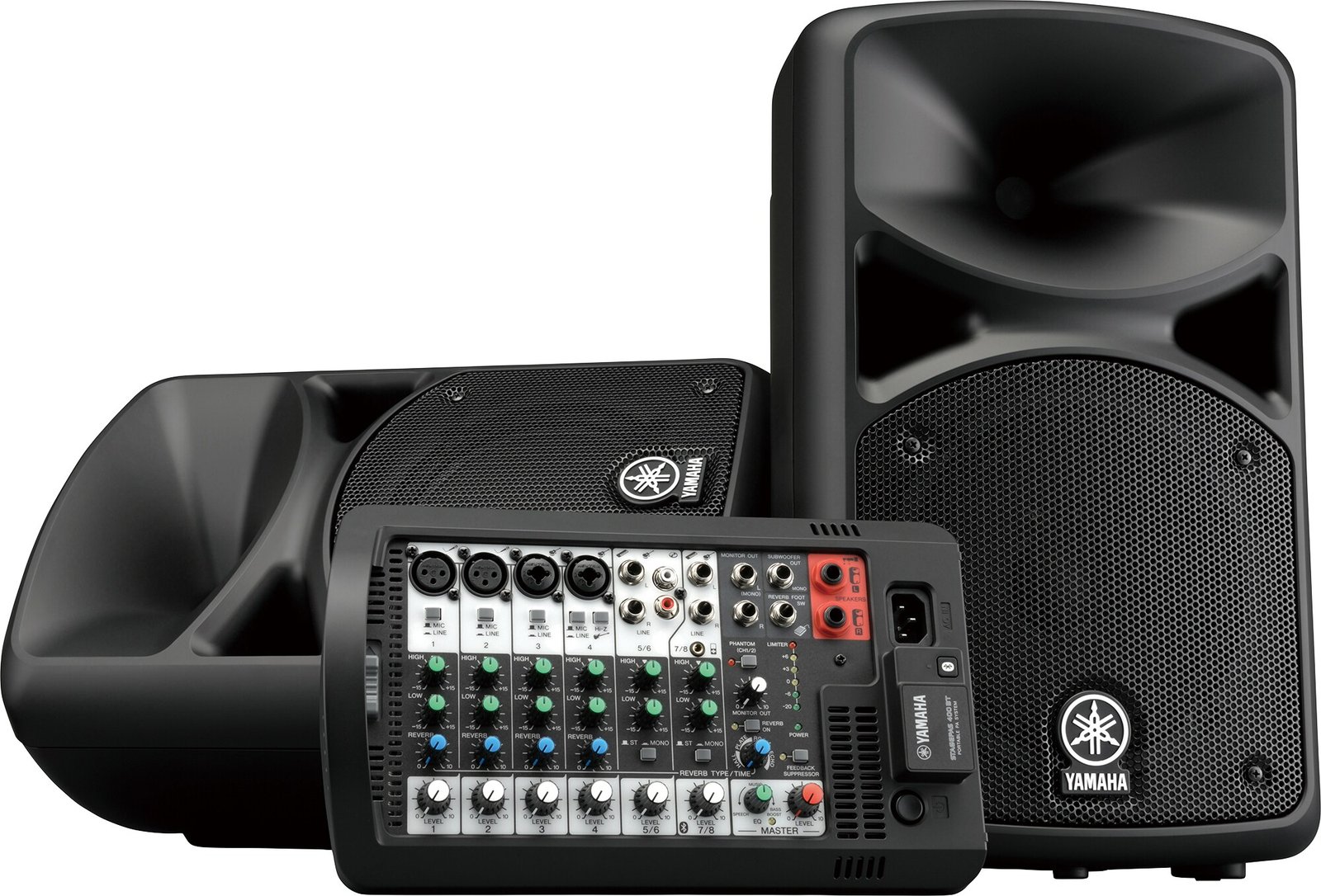Sonorisation Yamaha STAGEPAS 400BT : deux enceintes et table de mixage